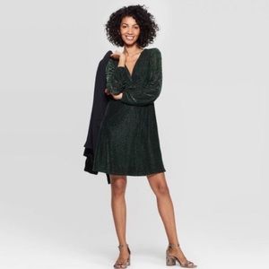 Dark Green Velvet Leopard Print Dress from A New Day